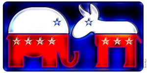 Republican Elephant & Democratic Donkey by DonkeyHoety - flickr.com/photos/donkeyhotey/6255329135/